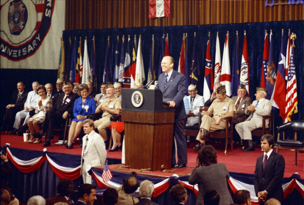 1974, August 19 – Conrad Hilton Hotel - International Ballroom – Chicago, IL – Gerald R. Ford, Ray Soden, Podium Guests – GRF speech – Amnesty Speech at the 75th Annual Convention of the Veterans of Foreign Wars (VFW) - Chicago, Illinois
