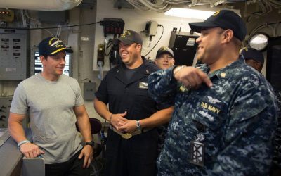 Actor Mark Wahlberg visits USS Gerald R. Ford